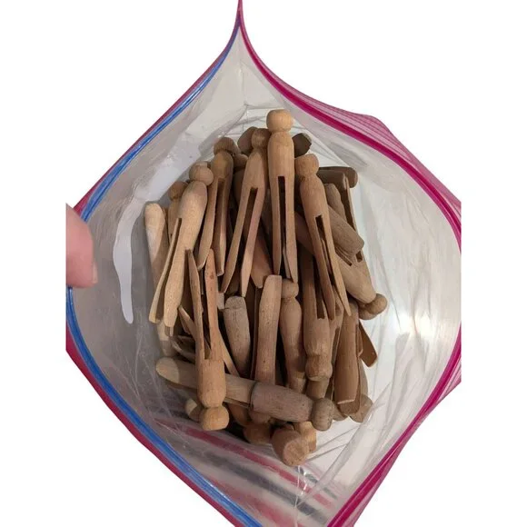 Vintage Wooden Clothespins 1 gallon bag rustic laundry craft - Picture 5 of 11